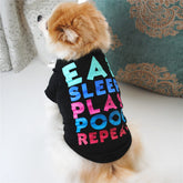 KUTKUT EAT Sleep Play Pattern Pet T-Shirt | Cute Pet Cotton Sweatshirt for Small Dog ShishTzu, Pug, Lhasa Apso - kutkutstyle